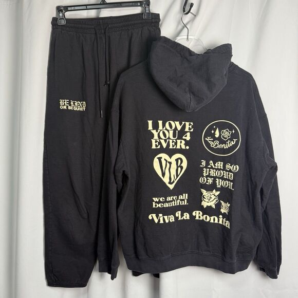 Viva La Bonita “Be Kind Or Be Quiet” Hoodie Sweatshirt & Sweatpants Set Sz M - Picture 1 of 9